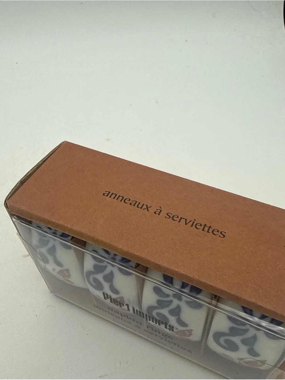 Pier 1 One Butterfly Blue Red Ceramic Napkin Rings Holder Set Of 4